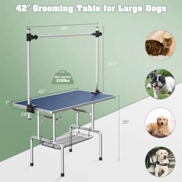 Dog Grooming Table - Adjustable Large Pet Drying Desktop