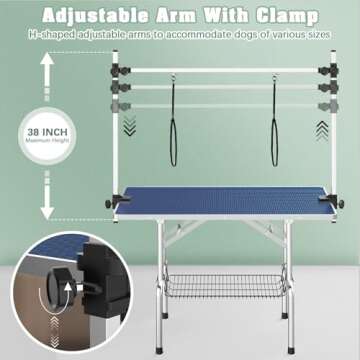 Adjustable Dog Grooming Table for Pet Care and Spa