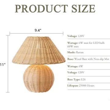 DANGGEOI Natural Rattan Table Lamp for Elegant Lighting