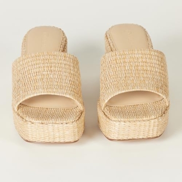 The Drop Women's Bertina Platform Slide, Natural Raffia, 7.5