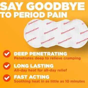 ThermaCare Menstrual Heating Pads for Period Relief, 6 Count