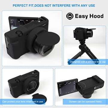 Easy Hood Case for ZV-1 Camera Removable Lens Cover,Anti-Scratch Silicone Soft Camera Case Compatible with Sony ZV-1 ZV1 Camera(Black)