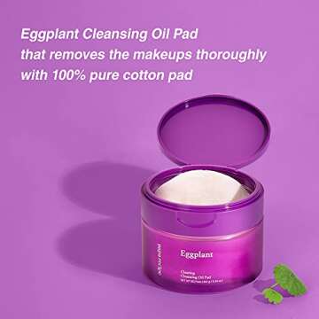 Eggplant Clearing Cleansing Oil Pad 60 pads, Makeup remover pad. Exfoliating. Simple easy quick wipe. Moisturizing cleansing oil pad