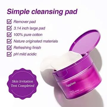 Eggplant Clearing Cleansing Oil Pad 60 pads, Makeup remover pad. Exfoliating. Simple easy quick wipe. Moisturizing cleansing oil pad