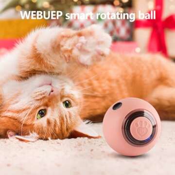 Automatic Moving Cat Toy Balls for Indoor Cats Smart Interactive Self Rotating Ball Kitten Toy Gift ...