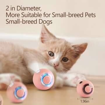 Automatic Moving Cat Toy Balls for Indoor Cats Smart Interactive Self Rotating Ball Kitten Toy Gift USB Rechargeable Cat Toys Set Planet Cat Toys Balls With Lights Electric Pet Ball Pink Toy Ball