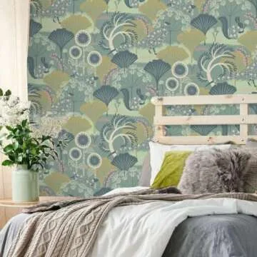 Livebor Floral Peel and Stick Wallpaper Vintage Floral Contact Paper 17.7inch x 118.1inch Floral Wallpaper Botanical Decorative Wallpaper Peel and Stick Self Adhesive Wallpaper for Bathroom Waterproof