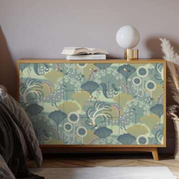 Livebor Floral Peel and Stick Wallpaper Vintage Floral Contact Paper 17.7inch x 118.1inch Floral Wallpaper Botanical Decorative Wallpaper Peel and Stick Self Adhesive Wallpaper for Bathroom Waterproof