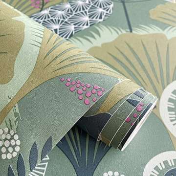 Livebor Floral Peel and Stick Wallpaper Vintage Floral Contact Paper 17.7inch x 118.1inch Floral Wallpaper Botanical Decorative Wallpaper Peel and Stick Self Adhesive Wallpaper for Bathroom Waterproof