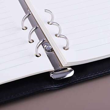 Antner A5 PU Leather Binder 6 Ring Notebook Photocard Budget Binder Cover for A5 Refill Paper, Refillable Loose Leaf Personal Planner Organizer Binder with Magnetic Buckle, Black