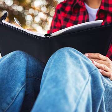 Antner A5 PU Leather Binder 6 Ring Notebook Photocard Budget Binder Cover for A5 Refill Paper, Refillable Loose Leaf Personal Planner Organizer Binder with Magnetic Buckle, Black