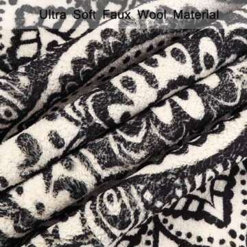 Uphome Small Round Rug 2’ Boho Beige and Black Bathroom Rug with Pom Poms Fringe Washable Mandala Circle Shower Mat Soft Non-Slip Cute Circular Throw Rug for Sink Powder Room Kids Room Nursery