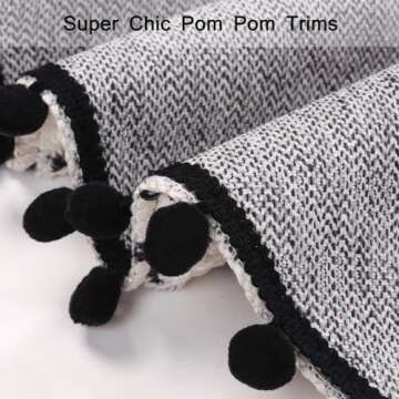 Uphome Small Round Rug 2’ Boho Beige and Black Bathroom Rug with Pom Poms Fringe Washable Mandala Circle Shower Mat Soft Non-Slip Cute Circular Throw Rug for Sink Powder Room Kids Room Nursery