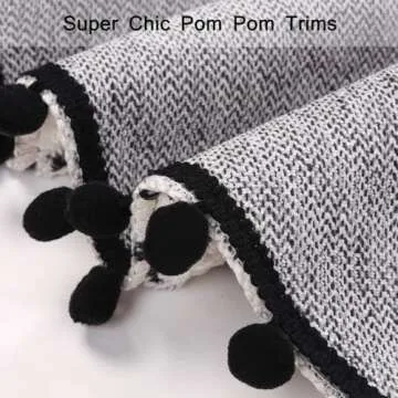 Uphome Small Round Rug 2’ Boho Beige and Black Bathroom Rug with Pom Poms Fringe Washable Mandala Circle Shower Mat Soft Non-Slip Cute Circular Throw Rug for Sink Powder Room Kids Room Nursery