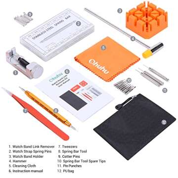 Watch Link Removal Kit, Ohuhu Upgraded 166PCS in 1 Watch Repair Kit Watch Band Tool kit Watch Pin Removal Tool Spring Bar Tool Watch Link Remover Strap Tool with 126PCS Link Pins Perfect Gifts