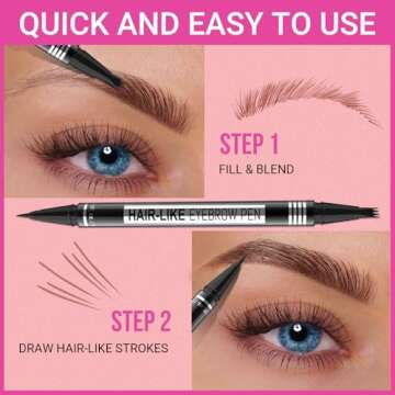 iMethod Eyebrow Pen - Eyebrow Pencil Magical 2-in-1 Eye Brow Pencils for Women with 4-Fork-Tip & Precise Brush-Tip Create Natural Hair-Like Brows, Last All-Day, Microblading Eyebrow Pen, Dark Brown