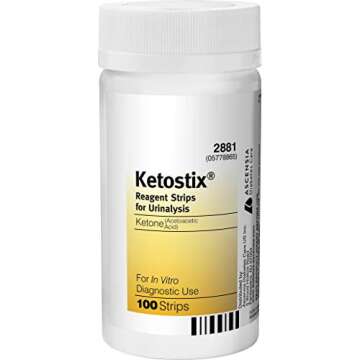 Ketostix Reagent Strips for Urinalysis, Measure Ketone Levels, 100-Count Box