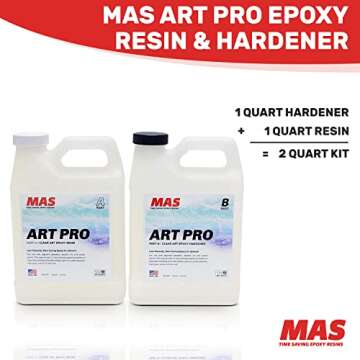 MAS Epoxies Art Pro Epoxy, Clear Kit with 2-Part Resin and Hardener, Low Viscosity and Enhanced UV R...