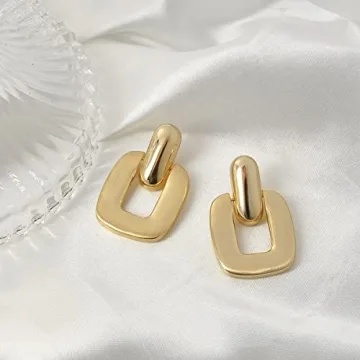 HESSAWELL Gold Drop Earrings - Stylish Statement Jewelry