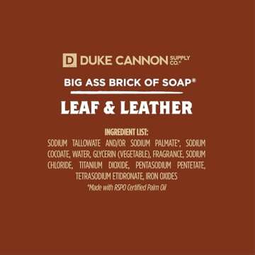 Duke Cannon Supply Co. Big Brick of Soap - Superior Grade, Large Men's Soap with Musky Masculine Scents, All Skin Types, Leaf & Leather, 10 oz.