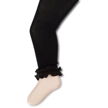 Jefferies Socks Little Girls' Pima Cotton Ruffle Footless Tights - Fashionable Comfort in Black for ...