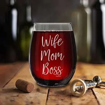 Shop4ever Laser Engraved Stemless Wine Glass Gift