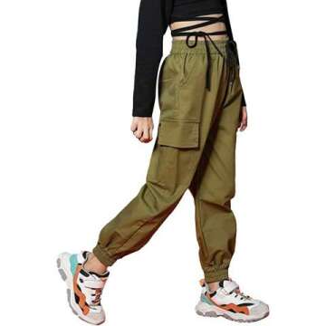 Kids Loose Cotton Jogger Cargo Pants for Hip Hop Dance