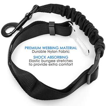 2 Pcs Pet Dog Seat Belt with Collapsible Pet Bowl, FineGood Elastic Nylon Adjustable Safety Leads Vehicle Car Harness Seat Leash Tether for Cat Dog