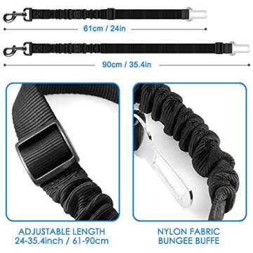 2 Pcs Pet Dog Seat Belt with Collapsible Pet Bowl, FineGood Elastic Nylon Adjustable Safety Leads Vehicle Car Harness Seat Leash Tether for Cat Dog