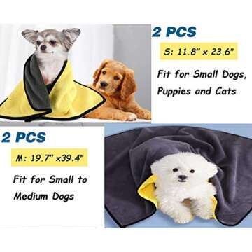 Kwispel 2 Pack Dog Towels Super Absorbent Pet Bath Towel Microfiber Dog Drying Towel for Small Dogs ...