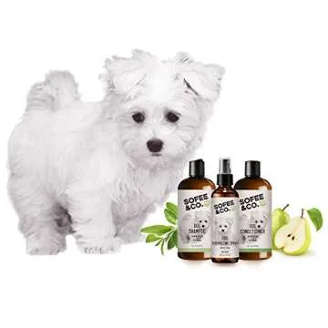 Sofee & Co. Natural Dog Puppy Conditioner - Moisturize Detangle Deodorize Condition Calm Soothe Soften Normal Dry Itchy Allergy Sensitive Skin. Prevent Mattes. 16 oz (White Pear)