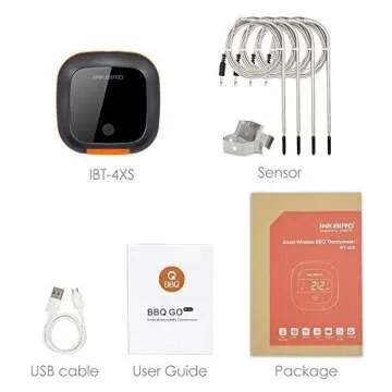 Inkbird IBT-4XS Bluetooth Wireless Grill BBQ Thermometer for Grilling with 4 Probes, Timer, Alarm,15...