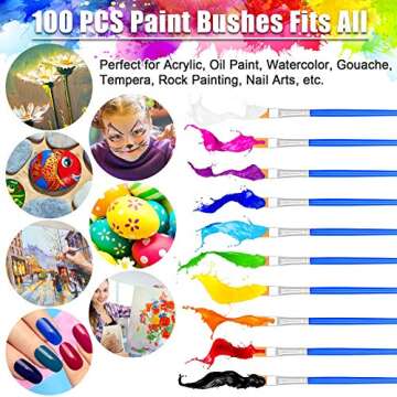 100Pcs Small Paint Brushes Bulk, Anezus Flat Top Acrylic Classroom Brush for Kids Mini Paint Brushes...