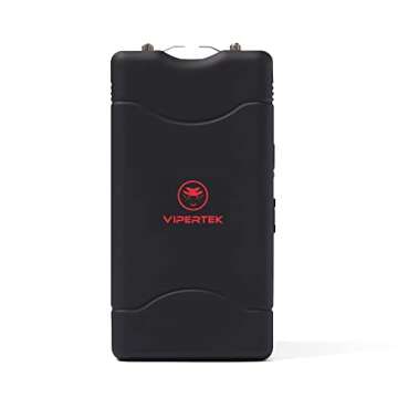 VIPERTEK VTS-880 Mini Stun Gun Rechargeable with LED Flashlight, Black