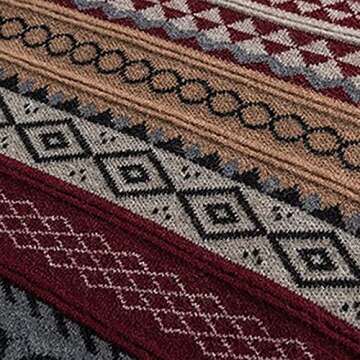 PEHMEA Men's Vintage Striped Sweater Oversized Crewneck Long Sleeve Knitted Pullover Jumper(WineRed-S)