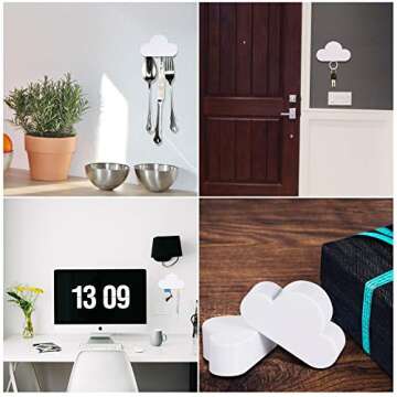 Patelai 2 Pieces Cloud Key Holder Magnetic Key Rack Organizer Keychains Hooks with Adhesive Magnetic Key Ring Holder, Ideal for Door, Entryway Decorative Wall Mount Holder