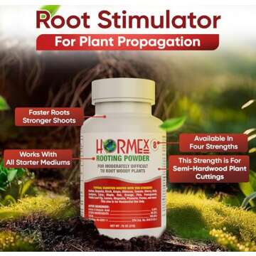 Hormex Rooting Powder #8 - Rapid Root Starter for Moderately Woody Plant Cuttings | Stronger Roots f...