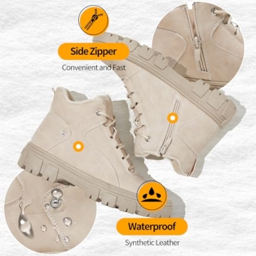 ZGR Women's Waterproof Ankle Combat Snow Boots