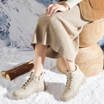 ZGR Women's Waterproof Ankle Combat Snow Boots