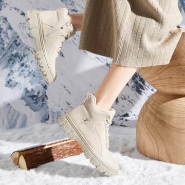 ZGR Women's Waterproof Ankle Combat Snow Boots