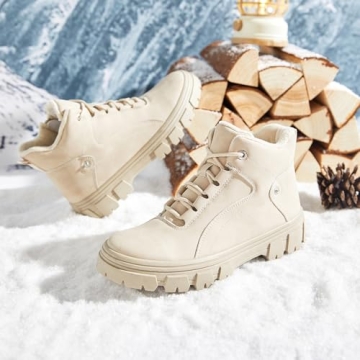 ZGR Women's Waterproof Ankle Combat Snow Boots