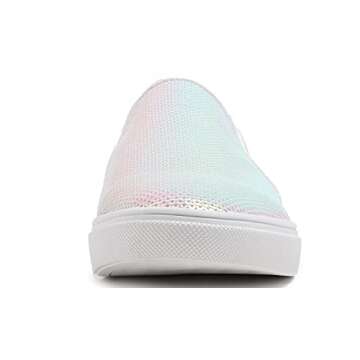 FEVERSOLE Women's Fashion Sparkle Sequin Embellished Sneaker Party Holiday Casual Shoes AB White Sequin Size 6 M US