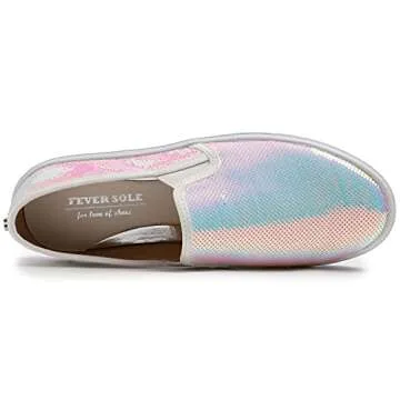 Sparkling FEVERSOLE Women's Slip-On Sequin Sneakers 6M
