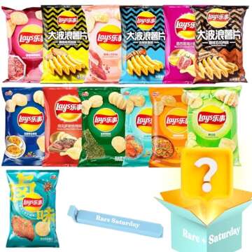 Rare + Saturday Asian Chips Mystery Variety - Exotic Potato Chips Asia (4-Pack) | Imported Exclusive...