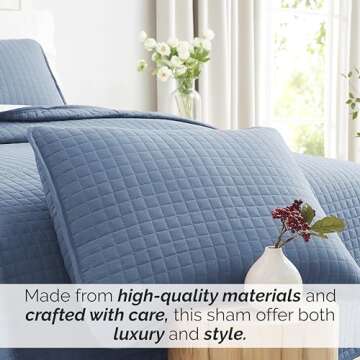 Southshore Fine Linens - VILANO Springs - Pair of Quilted Pillow Sham Covers (No Inserts), 26" x 26", Coronet Blue