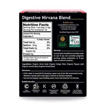 Buddha Teas Organic Digestive Nirvana Blend Herbal Tea 18 Bags