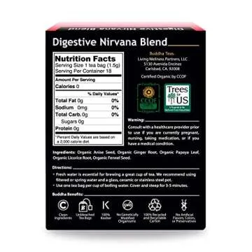 Buddha Teas Organic Digestive Nirvana Blend Herbal Tea 18 Bags
