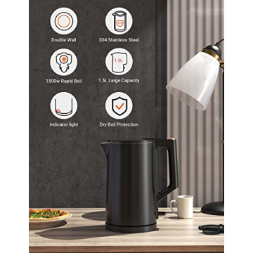 Electric Kettle with Stainless Steel Interior and Safety Features