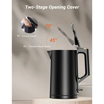 Electric Kettle with Stainless Steel Interior and Safety Features