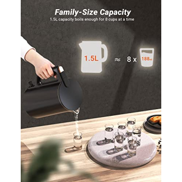 Electric Kettle with Stainless Steel Interior and Safety Features